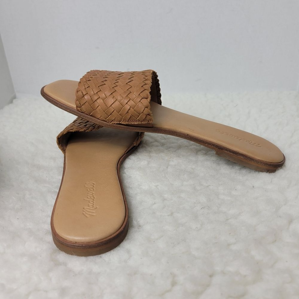 Madewell Lianne Women's Slide Sandals Size 9.5 Tan Woven Leather - Picture 6 of 9